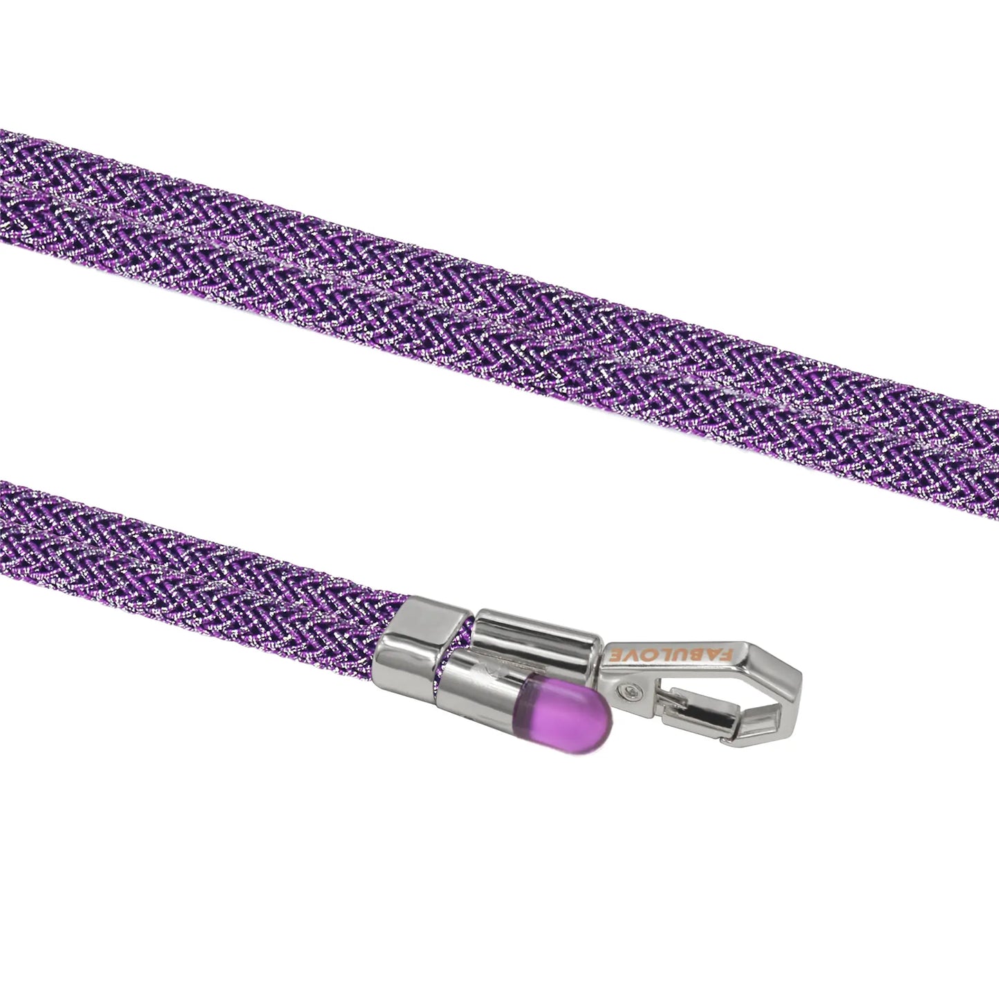 Macro texture of BlingBling amethyst purple Lurex metallic braided with Tiny Bulb