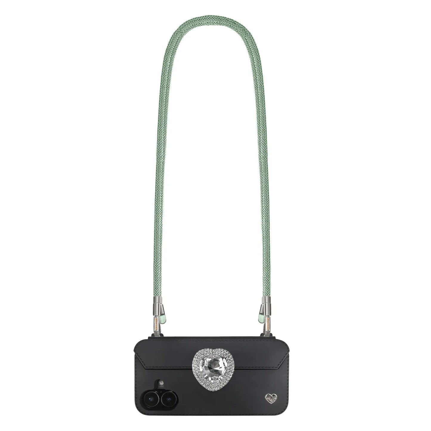Mint Green phone crossbody strap securely secured to FABULOVE case lanyard holes
