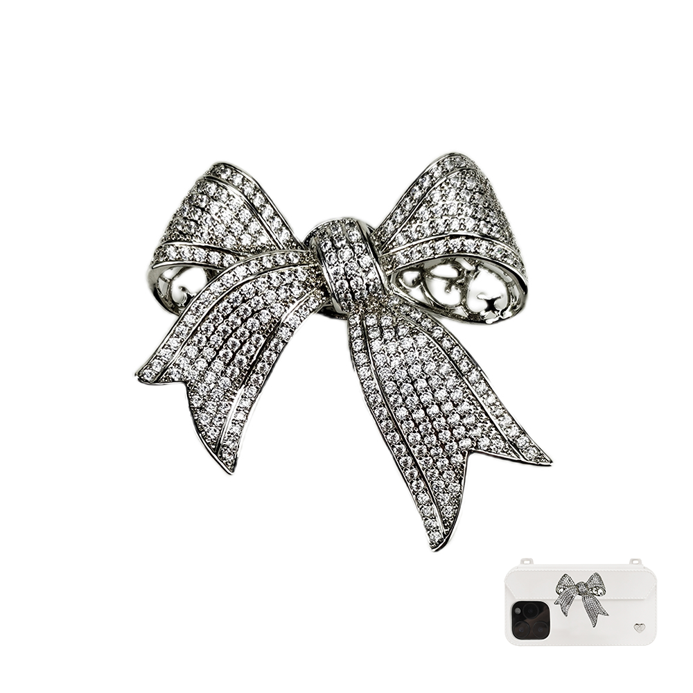 Pursecase Ornament - Diamond Bow - Silver Colour - FABULOVE