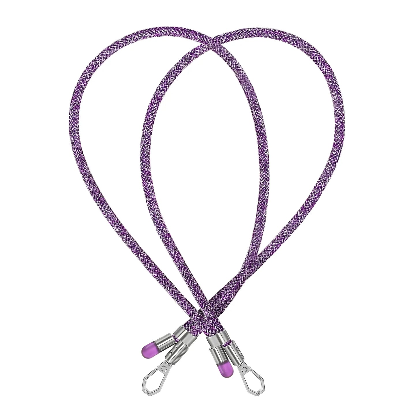 Amethyst Purple metallic BlingBling crossbody strap displayed with Tiny Bulb reflector