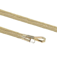 Macro texture of BlingBling golden Lurex metallic braided on crossbody strap