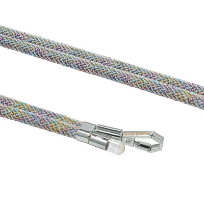 Iridescent texture detail of BlingBling Lurex braid on crossbody strap