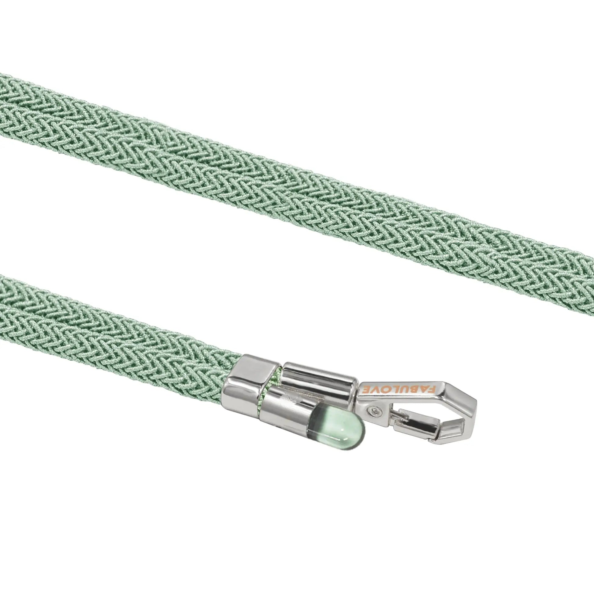 Texture detail of BlingBling mint green Lurex braid on crossbody strap