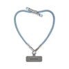 Peacock Blue BlingBling wristlet strap presented on strap card with Tiny Bulb ends