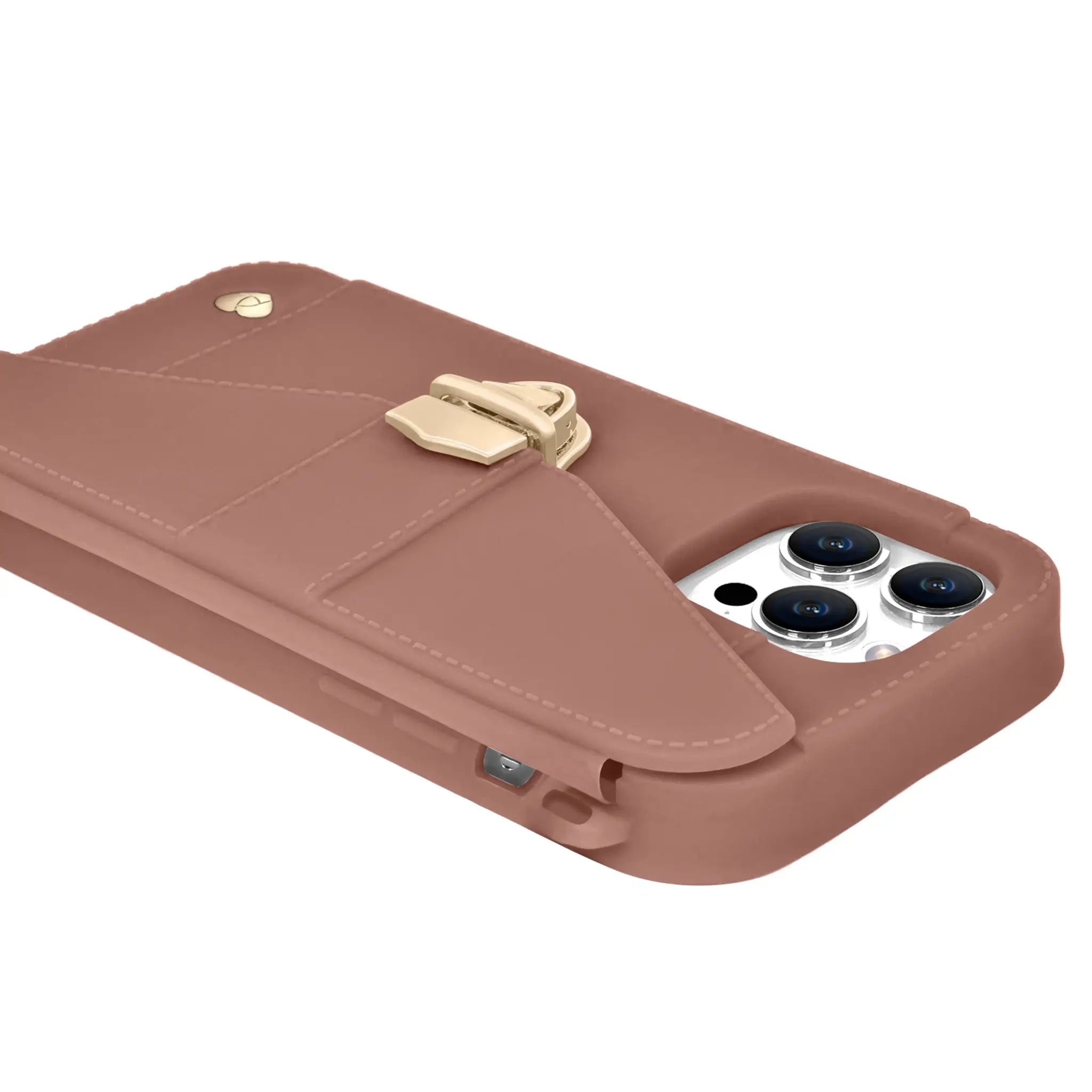 Sealed card pocket with glossy buckle - Fits iPhone 14 Pro