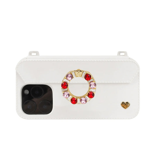 Coral Dreamland iPhone Purse Case with Metal Ring Accent- Front View