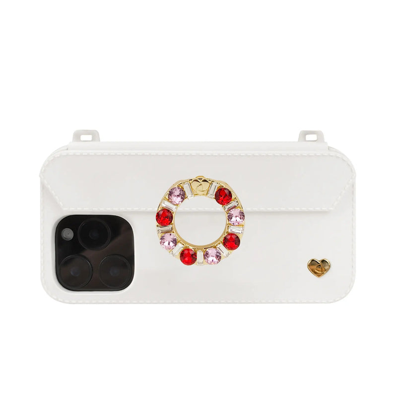 Coral Dreamland iPhone Purse Case with Metal Ring Accent- Front View