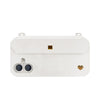 Minimalist white iPhone 16 case with dual strap-ready ears and charm holes