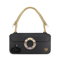 Golden phone strap securely mounted on FABULOVE iPhone case
