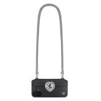 Iridescent phone crossbody strap securely mounted on FABULOVE iPhone case