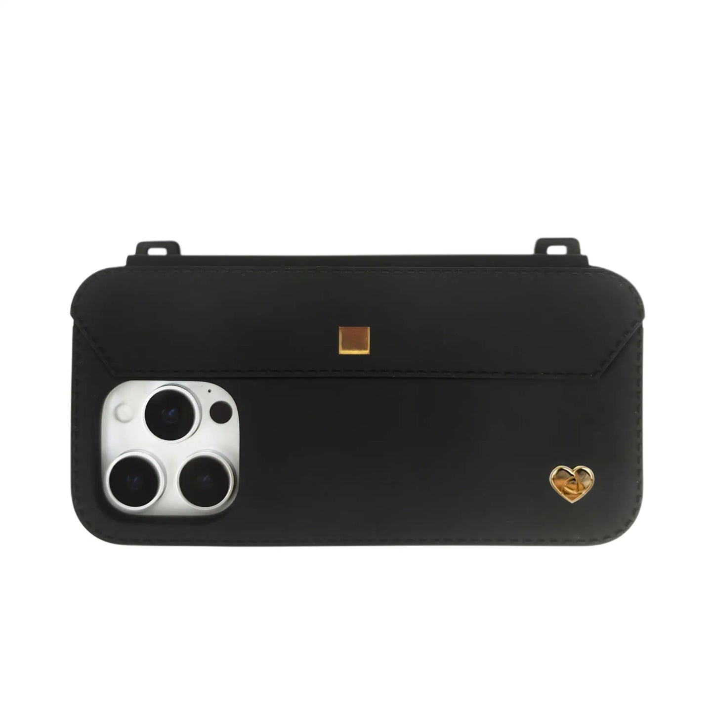Max luxury: Sophisticated black iPhone 16 Pro Max case with triple-camera precision and gold accents