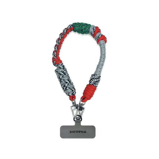 Lyra wristlet in hand-braided TENCEL™ hanging with strap card ends