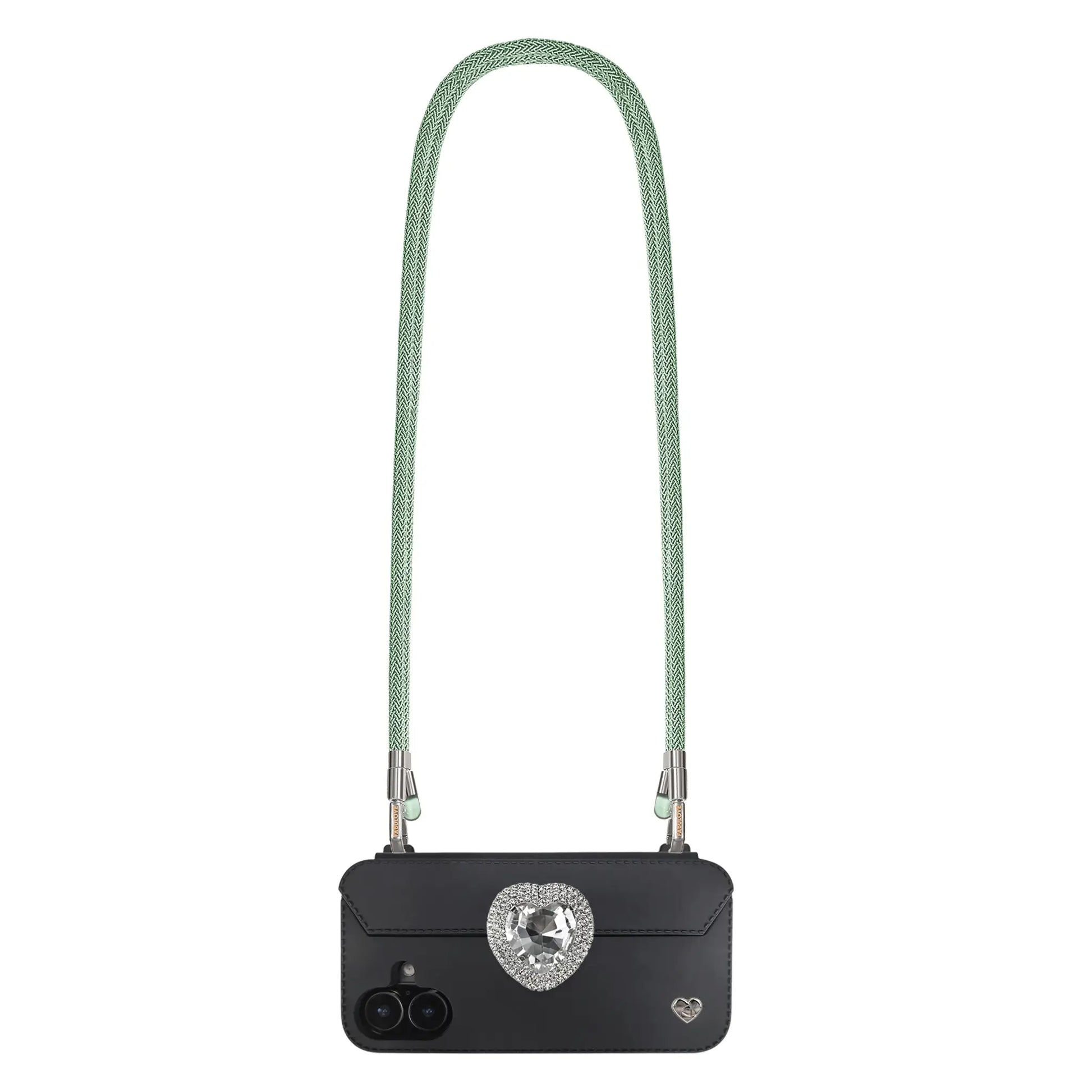 Mint Green phone crossbody strap securely secured to FABULOVE case lanyard holes