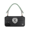 Mint Green phone strap securely secured to FABULOVE case lanyard holes
