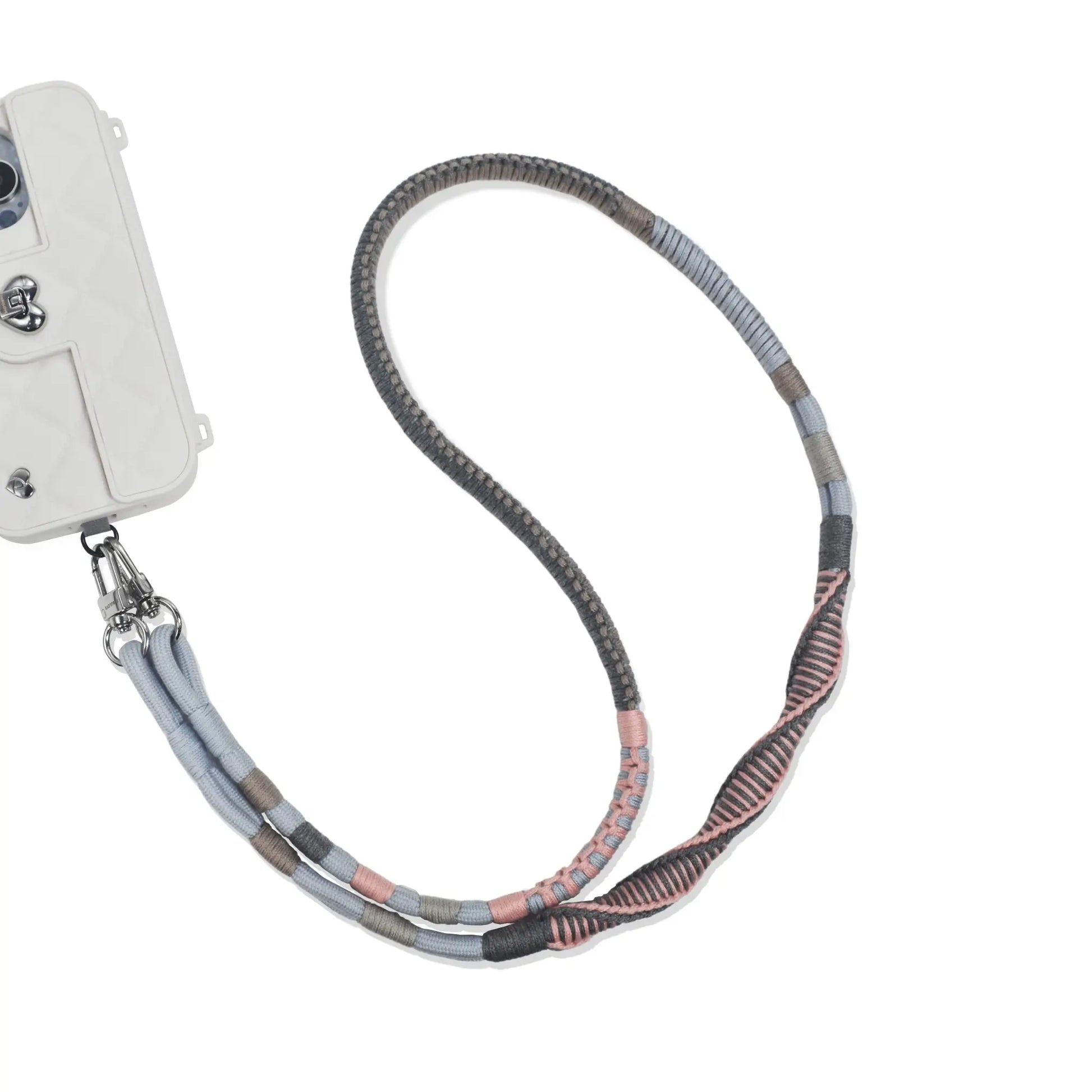 Phone strap attached to phone charging port in Mist Concerto