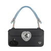Peacock Blue phone strap securely attached to FABULOVE iPhone case