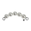 Side profile of pearl handle strap with silver clasps apart, easy to attach.