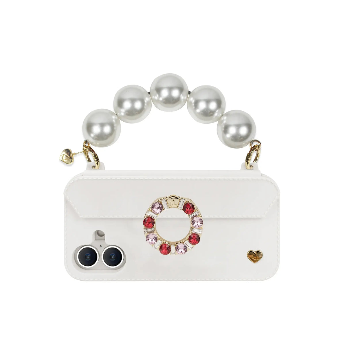 Handle strap attached to phone case via strap-ready ears on the case.