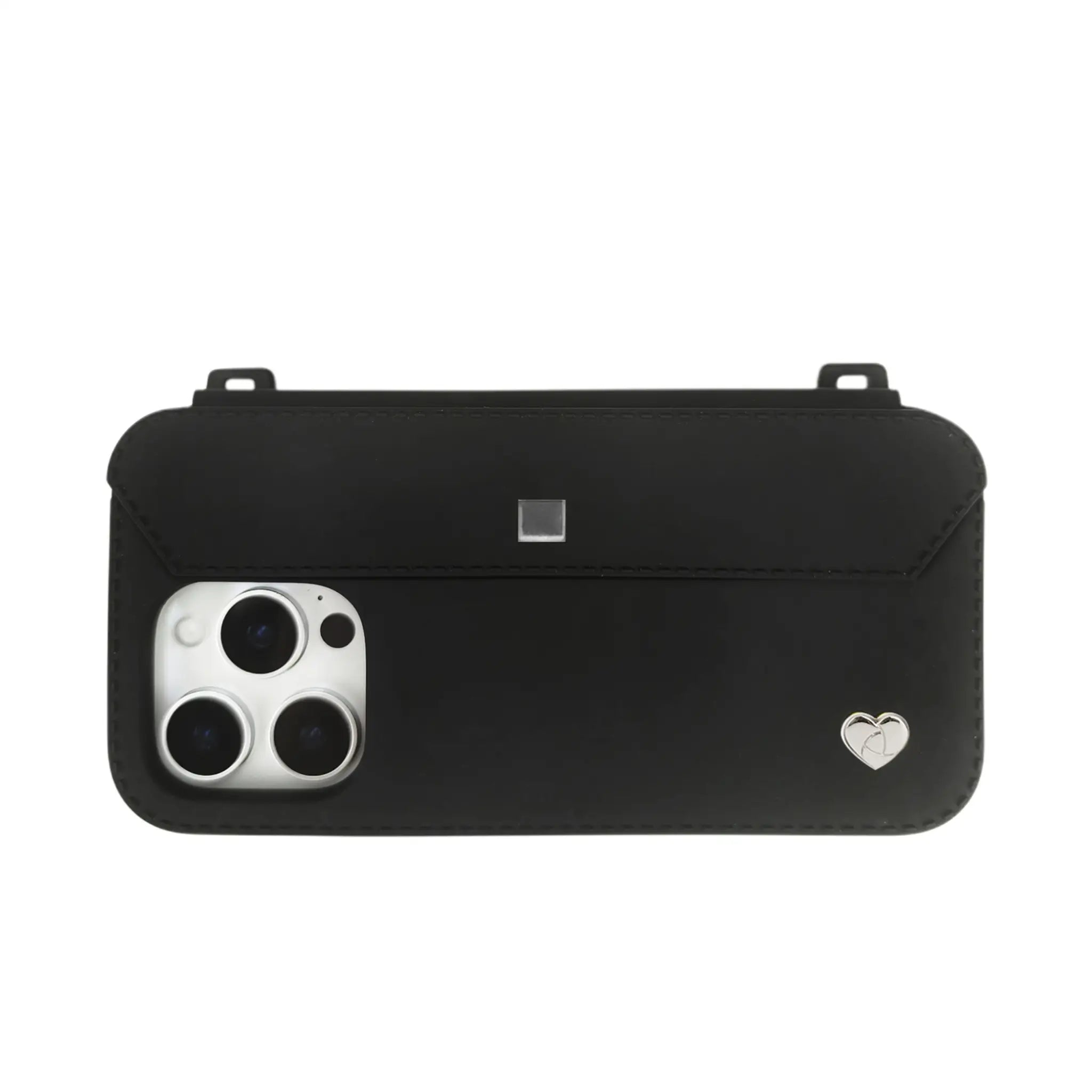 Max elegance: Black iPhone 16 Pro Max case with silver accents and triple-lens cutouts