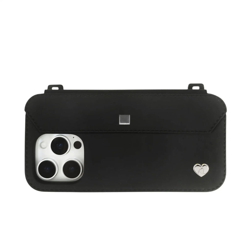 Max elegance: Black iPhone 16 Pro Max case with silver accents and triple-lens cutouts