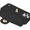 Open card slot holding business cards in black phone case