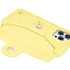 Open card compartment holding ID in yellow phone case