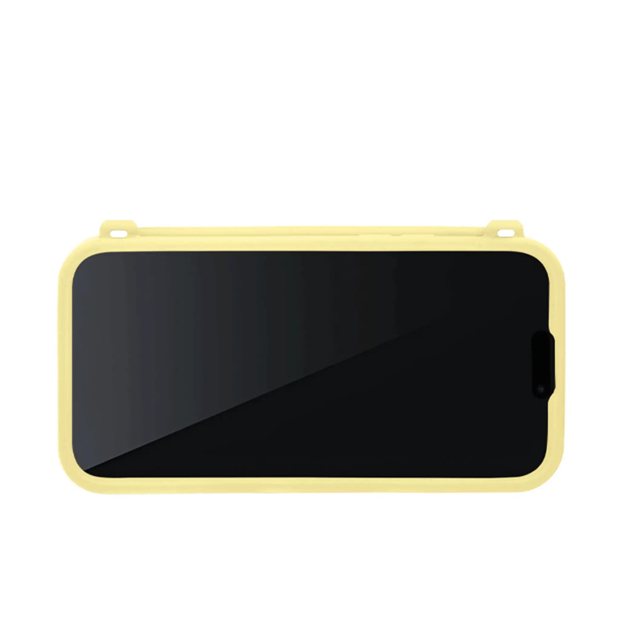 Front view of yellow silicone case with precise cutouts